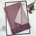 Two-tone cashmere-like scarf in mauve and soft pink with tassel edges for winter - Taro Purple And Light Pink
