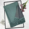 Two-tone cashmere-like scarf in sage green and charcoal grey with fringed edges - Balsam Green And Gray