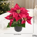 Artificial red velvet Christmas Poinsettia in black pot for festive tabletop decoration - Small
