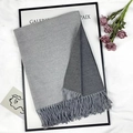 Dual-tone light and dark grey cashmere-like scarf with fringe edges for autumn and winter - Dark Grey and Light Grey