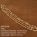 Extra long 300cm natural wooden bead garland with mixed size beads for holiday decor - Style D-Extra Long Without Tassels (Length 300cm)