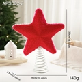 Étoile de sapin en tissu rouge avec perles blanches et base à ressort argenté - Nouveau Sommet D'arbre Rouge