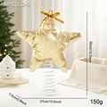 Cime de sapin étoile dorée en tissu avec nœud et ressort, hauteur 35cm décor de Noël - Style Noeud Doré