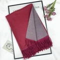 Two-tone burgundy and dark grey cashmere-style scarf with long tassels for women - Wine Red and Grey