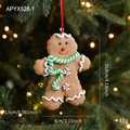 Χριστουγεννιάτικο στολίδι ανθρωπάκι gingerbread με πράσινο κασκόλ και κόκκινη κορδέλα - Ανθρωπάκι Τζίντζερ Στυλ Α (APYX528-1)