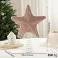 Cime de sapin de Noël en tissu rose avec paillettes et base à ressort blanc, 35cm - Style pailleté doré