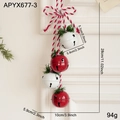 Red and white Christmas iron bell string with pine needles and star cutout detail - Red & White - Large