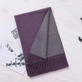 Double-sided cashmere scarf in deep purple and light grey with tassel edges - Purple And Dark Gray