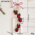 Christmas iron bells with red bow and pine needles hanging on natural jute rope - Red Bell