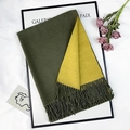 Two-tone cashmere-style scarf in olive green and mustard yellow with elegant tassels - Army Green And Turmeric