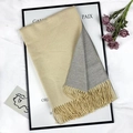 Two-tone cashmere imitation scarf in beige and light gray with stylish tassels - Beige And Gray