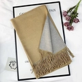 Two-tone camel and light grey cashmere-like scarf with fringe tassels for autumn and winter - Camel And Light Gray