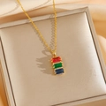 Rainbow gemstone necklace with vertical red, green, blue crystals in gold finish - Gold Necklace