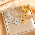 Conjunto de joyas de trébol de lujo con collar y pendientes en oro y plata con diamantes - Conjunto Dorado (8808)