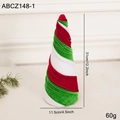 Decorazione natalizia a cono in velluto a righe rosse e verdi, altezza di 31 cm - Piccolo albero di Natale
