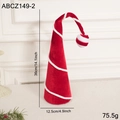 Decorazione natalizia in velluto rosso con spirale bianca e pompon di peluche - Medio Ornamento Albero di Natale