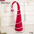 Decorazione natalizia a cono in peluche rosso con motivi a spirale e pompon a righe - Grande Ornamento Albero di Natale