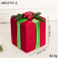 Scatola regalo di Natale in velluto rosso con nastro verde e campanelli, 18 cm - Piccola Scatola Regalo Decor (Tipo A)
