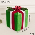 Scatola regalo di Natale in velluto verde con campanelli rossi e altezza 18cm - Scatola Regalo Piccola Stile A