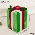 Boîte cadeau de Noël en velours vert avec cloches rouges et aiguilles de pin décoratives - Grande Boîte Cadeau Style A
