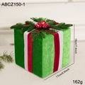 Décoration cadeau de Noël vert floqué avec cloches rouges et aiguilles de pin, 19cm - Petite Boîte Cadeau Style B
