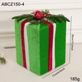 Boîte cadeau de Noël en velours vert avec rubans rouges et décor de branches de pin - Grande Boîte Cadeau Style B