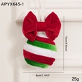 Boule de bonbons de Noël en velours avec nœud rouge et rayures rouge blanc vert - Petit Ornement de Boule de Noël
