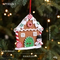 Hanging clay gingerbread house ornament with snowman and stripes for Christmas tree decoration - Gingerbread House Style A