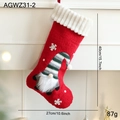 Plüsch-Weihnachtssocke mit Zwergen-Design, rot und weißer Kunstpelz-Verzierung - Rot