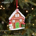 Gingerbread house Christmas ornament with snowman detail and snowy roof hanging on tree - Gingerbread House Style B