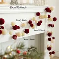 Ghirlanda natalizia floccata bordeaux e crema da 1,8 m per la decorazione festiva a casa - 180cm/4-6cm Diametro / Rosso e Crema (Stile B)