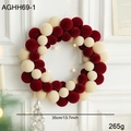 35cm Christmas wreath with red and beige velvet balls and LED lights for wall decoration - Christmas Ball Wreath Model A / 35cm / Red and White