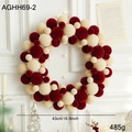Elegant red and beige flocked Christmas ball wreath for holiday party wall decoration - Christmas Ball Wreath Model A / 45cm / Red and White