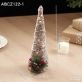 Sapin de Noël en ficelle rustique de 40cm illuminé avec aiguilles de pin et clochettes - Petit Clocher (Avec Lumière)