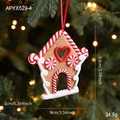 Gingerbread house Christmas tree ornament with candy cane accents and red heart detail - Gingerbread House Style D