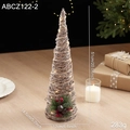 Sapin de Noël conique lumineux de 51cm avec baies rouges et décor de cloches - Moyen Clocher (Avec Lumière)