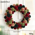 Handmade 43cm colorful flocked ball Christmas wreath for festive wall and door decor - Christmas Ball Wreath Model B / 45cm / Multicolor Patchwork