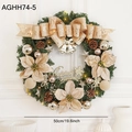 50cm Christmas wreath with gold poinsettia flowers, bells and warm LED lights - 50cm Champagne Wreath