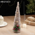 Sapin de Noël tressé rustique de 60cm avec lumières LED et baies rouges - Grand Clocher (Avec Lumière)