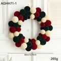 35cm Christmas wreath with dark green, burgundy and off-white flocked baubles for decor - Christmas Ball Wreath Model C (Small)