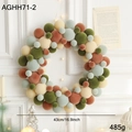 Morandi colored flocked velvet ball wreath with 43cm diameter for festive wall decoration - Christmas Ball Wreath Model D (Large)