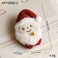 Christmas Santa felt brooch with gold bell, 6x5cm red and white embroidery ornament - Santa Claus