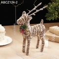 Renne de Noël en rotin illuminé avec effet neige blanche et lumières LED douces - Grand Renne (Avec Lumière)