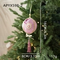 Purple velvet 8cm Christmas ball ornament with floral pearls and long tassel - Purple Pink Tassel Style (APYX598-2) / Pink Purple