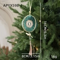 Dark green velvet 8cm Christmas ball with gold embroidery, pearls and tassel - Dark Green Tassel Style (APYX598-4) / Dark Green