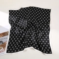 Silk square scarf featuring black and white monogram D patterns and satin finish - D Letter Black