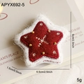 Stella di Natale in feltro rosso con ricamo a fiocco di neve e bordo in peluche bianco - Stella a cinque punte