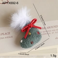 Mini calza di Natale verde scuro con fiocco rosso e pompon bianco per decorazione - Calza di Natale Verde
