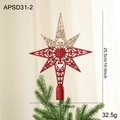 Glitter red and silver snowflake Christmas tree topper star with hollow design 25.5cm - Explosion Star Tree Topper