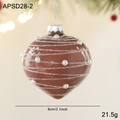 Palla di Natale marrone a goccia con linee glitterate e perle bianche, 8cm - Stile Cipolla Marrone (APSD28-2)